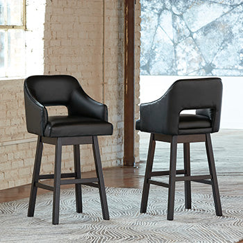 Tallenger Bar Height Bar Stool in Black/Dark Brown