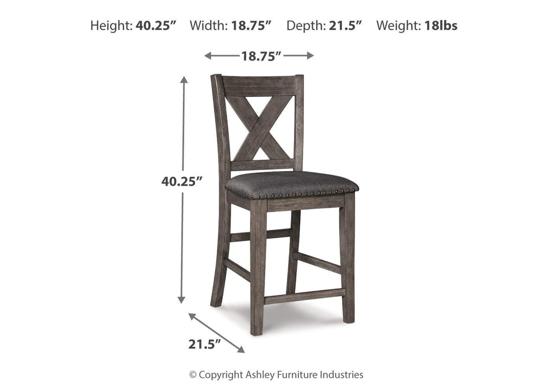 Caitbrook Counter Height Upholstered Bar Stool dimensions