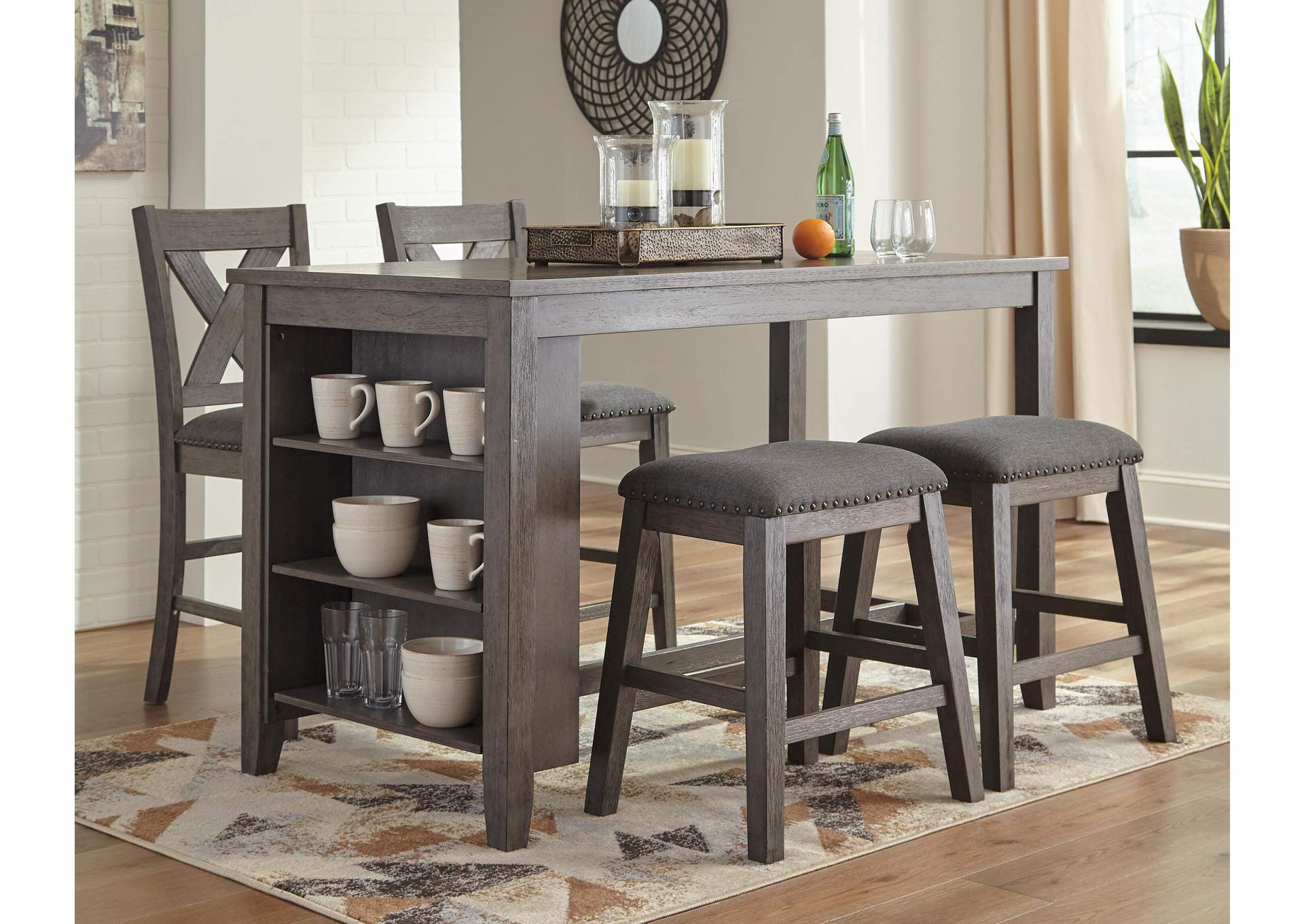 Caitbrook Counter Height Dining Table and 4 Bar Stools Set room view