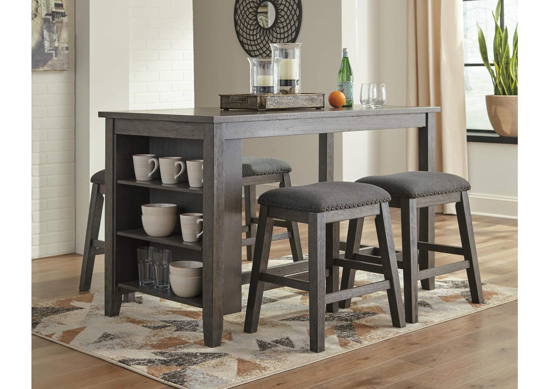 Caitbrook Counter Height Dining Table and 4 Bar Stools Set room view