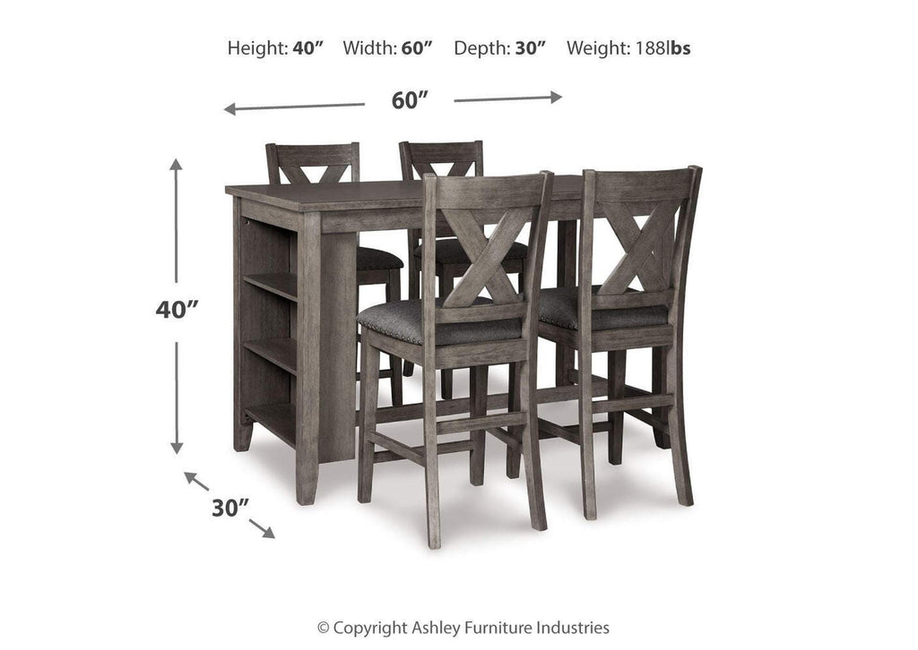 Caitbrook Counter Height Dining Table and 4 Bar Stools Set dimensions