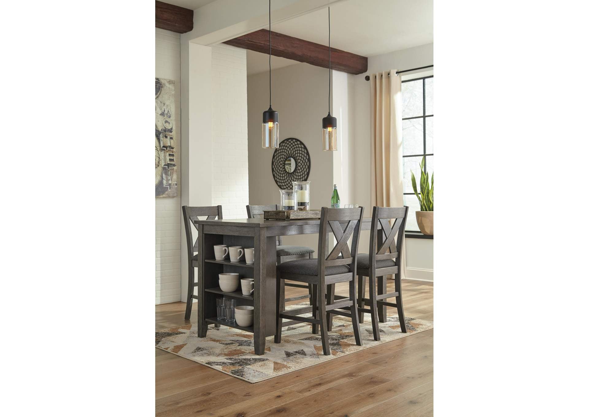 Caitbrook Counter Height Dining Table and 4 Bar Stools Set