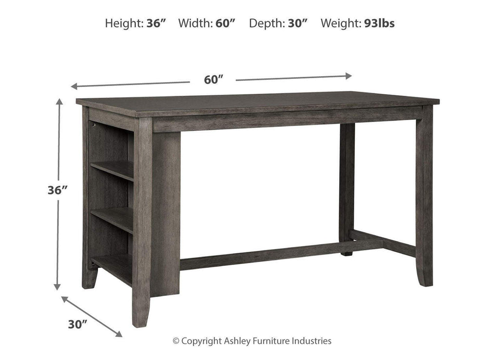 Caitbrook Counter Height Dining Table and 4 Bar Stools Set dimensions