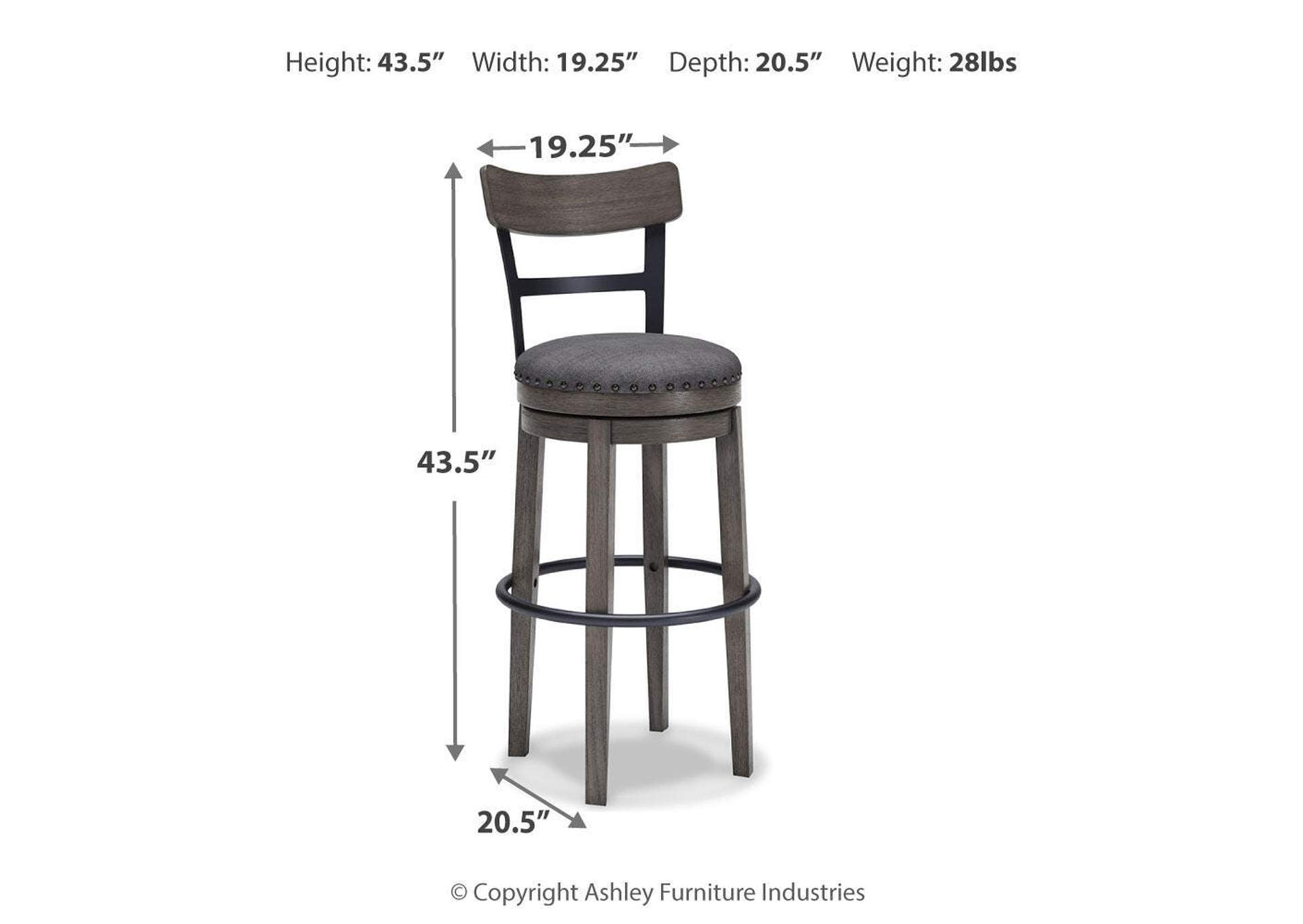 Caitbrook Bar Height Bar Stool dimensions