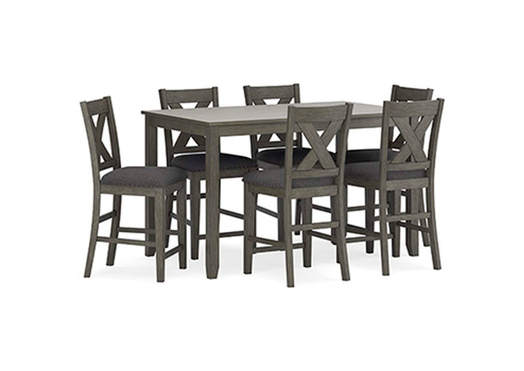 Caitbrook Counter Height Dining Table and Bar Stools (Set of 7) angled view