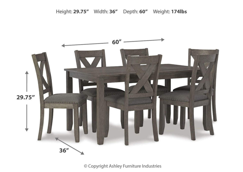 Caitbrook Dining Table and Chairs (Set of 7) dimensions