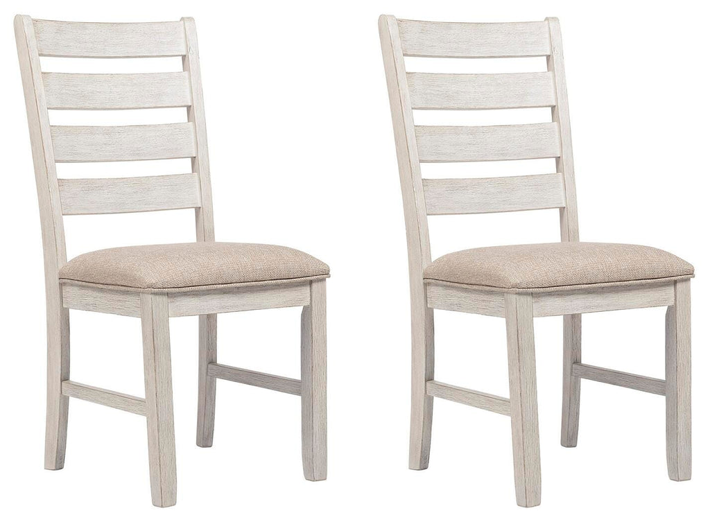 Skempton Dining Chair in White/Light Brown, angle view