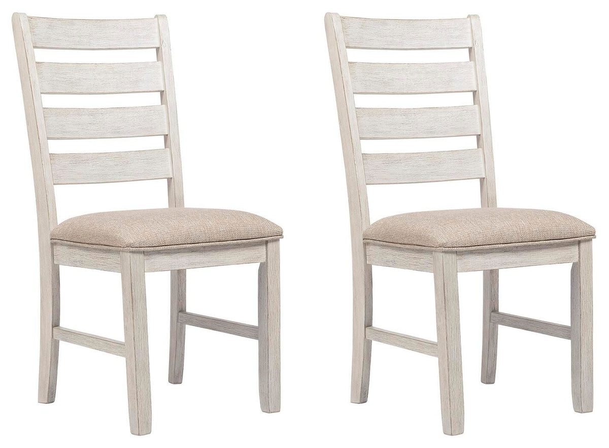 Skempton Dining Chair in White/Light Brown, angle view