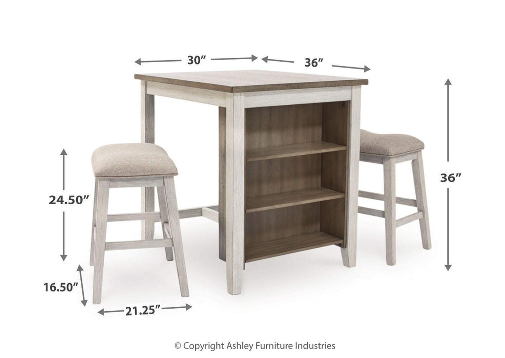 Skempton Counter Height Dining Table and Bar Stools (Set of 3) dimensions