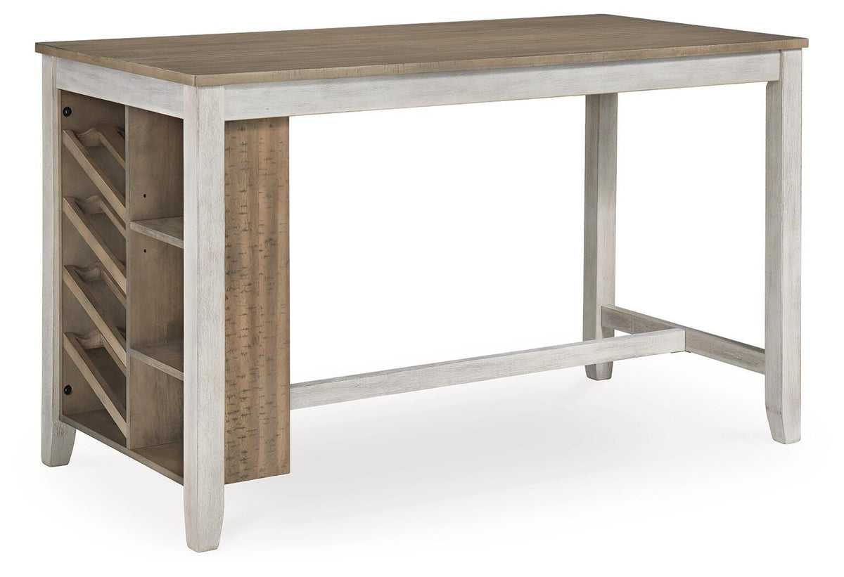 Skempton Counter Height Dining Table in White/Light Brown, angle view
