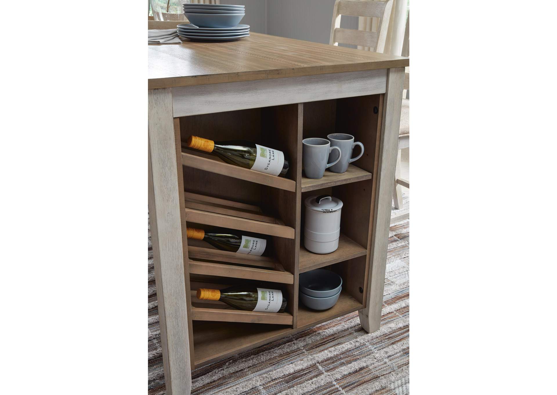 Skempton Counter Height Dining Table and 2 Bar Stools detail