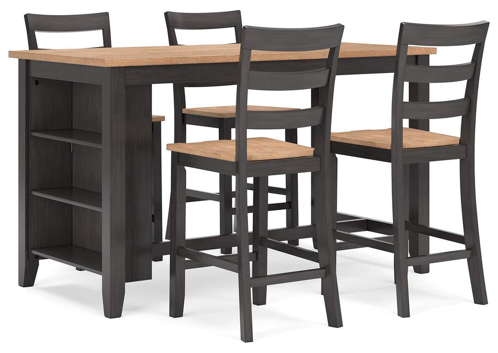 Gesthaven Counter Height Dining Table and 4 Barstools angled view