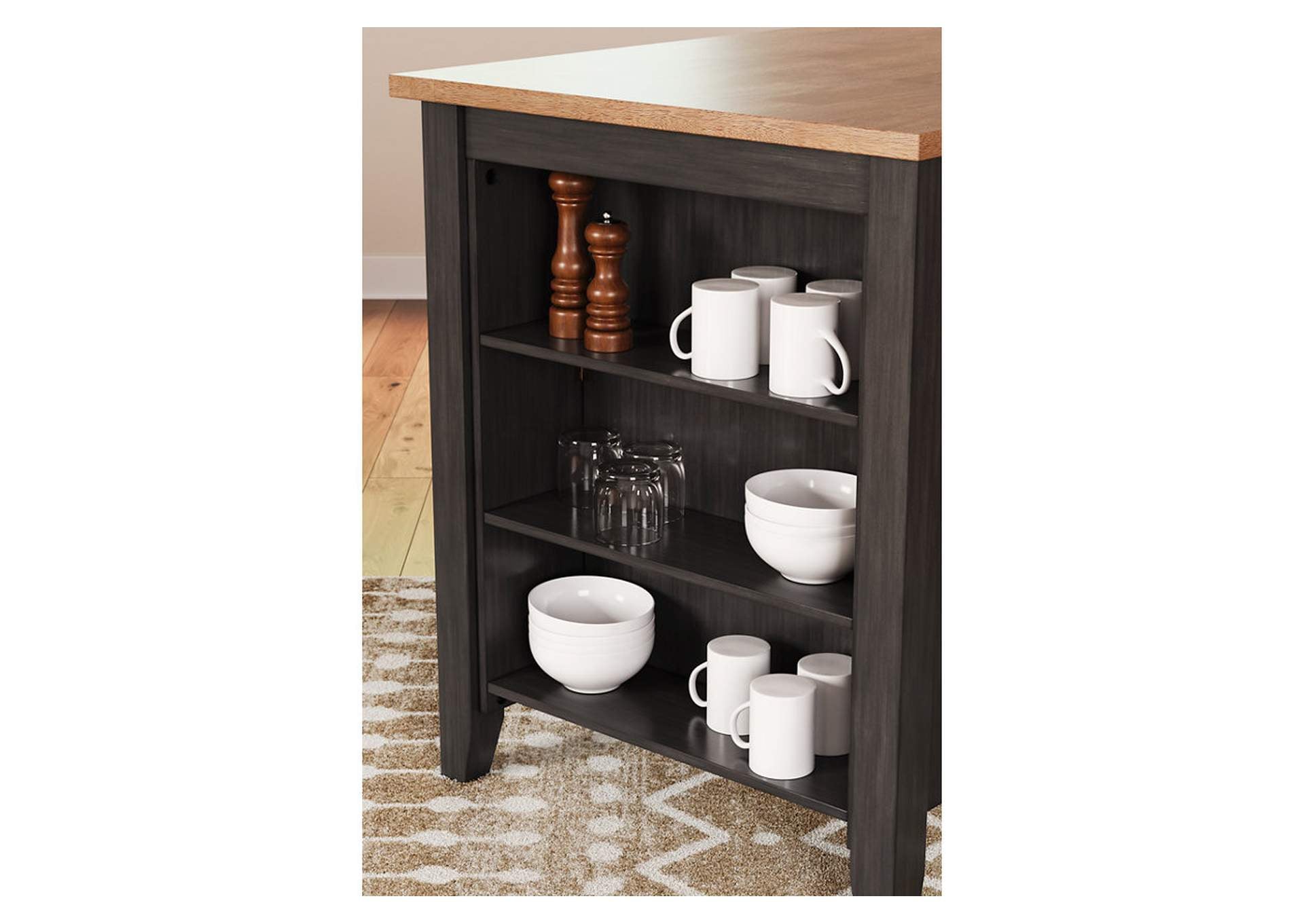 Gesthaven Counter Height Dining Table and 2 Barstools detail