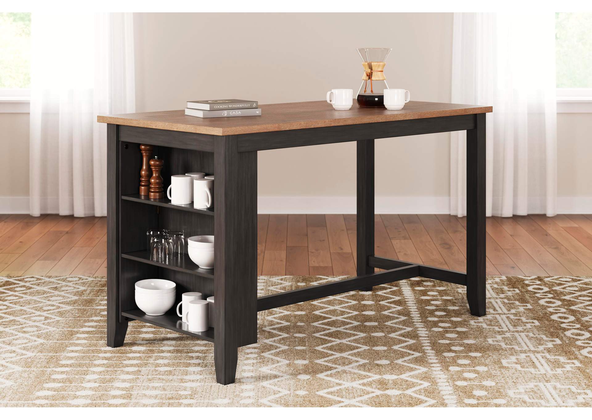 Gesthaven Counter Height Dining Table and 2 Barstools