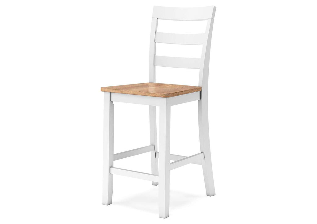 Gesthaven Counter Height Dining Table and 2 Barstools angled view
