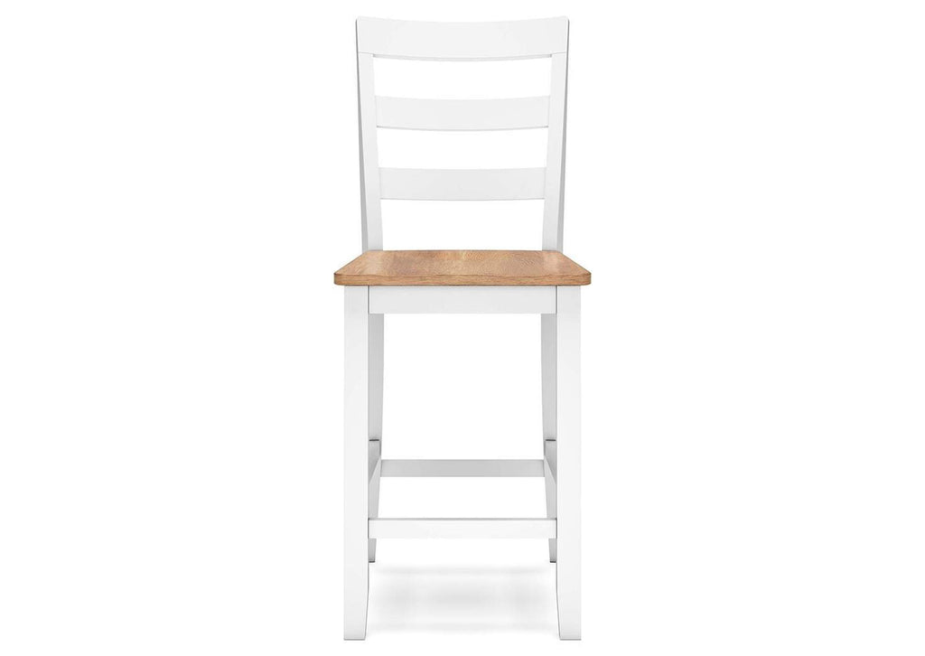 Gesthaven Counter Height Dining Table and 2 Barstools front view