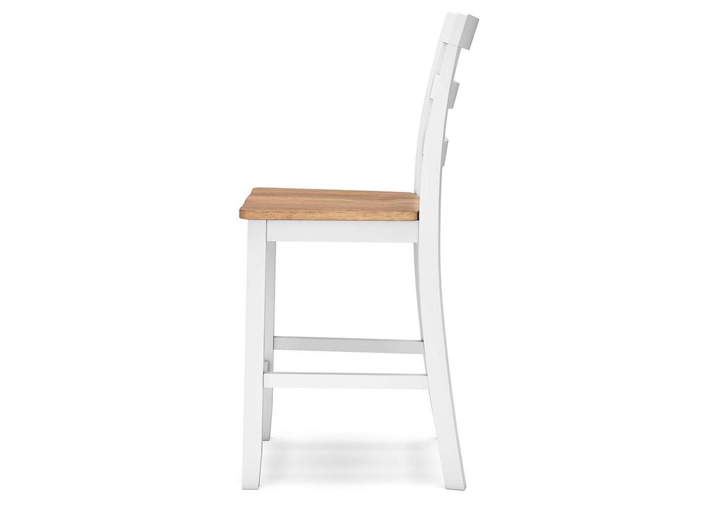 Gesthaven Counter Height Dining Table and 2 Barstools side view