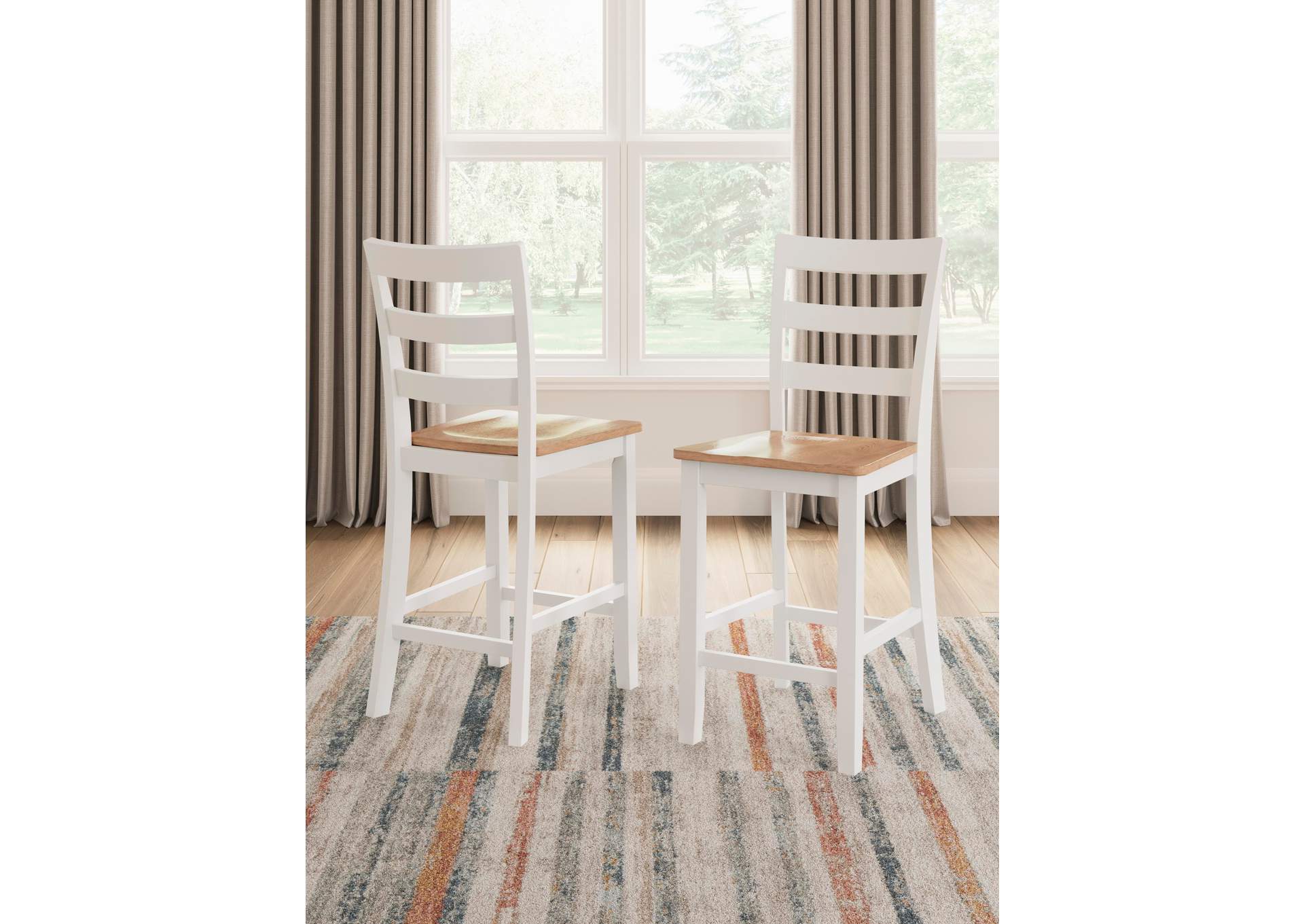 Gesthaven Counter Height Dining Table and 2 Barstools