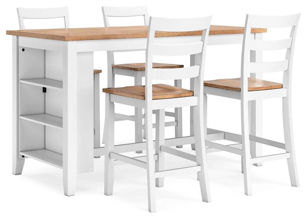Gesthaven Counter Height Dining Table and 4 Barstools angled view