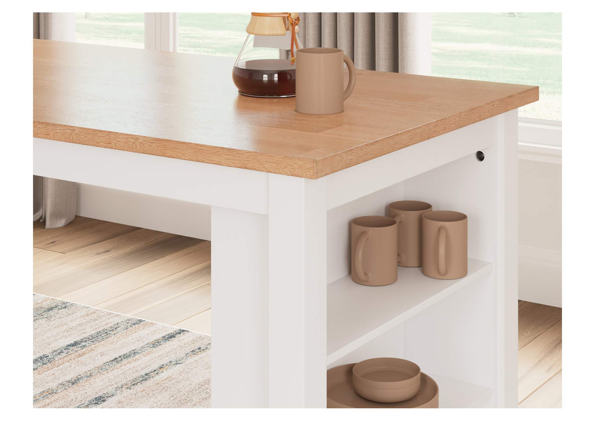 Gesthaven Counter Height Dining Table and 2 Barstools detail