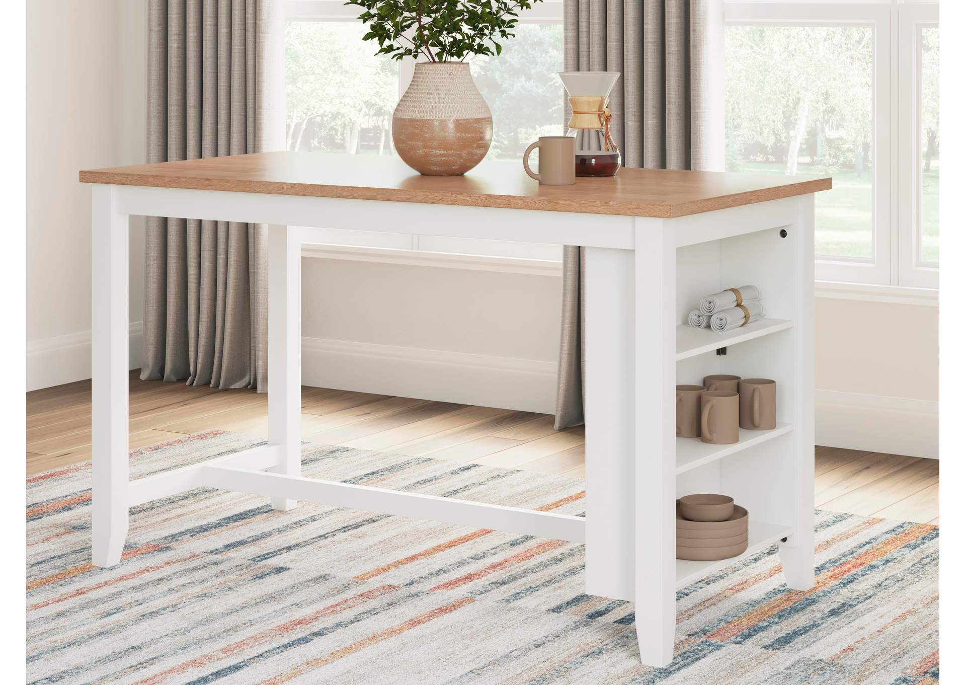 Gesthaven Counter Height Dining Table and 2 Barstools