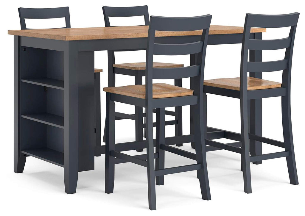 Gesthaven Counter Height Dining Table and 4 Barstools angled view