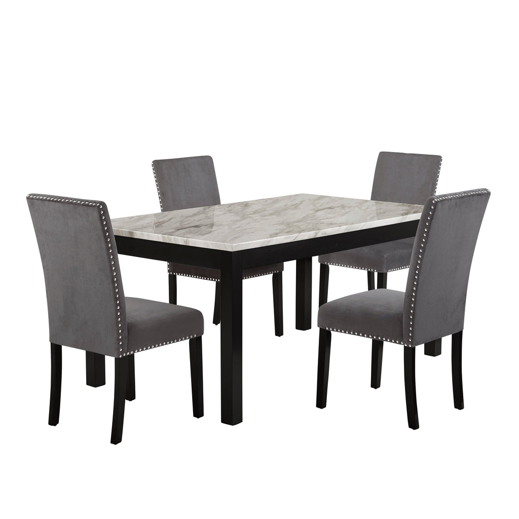 Celeste 64" Dining Table-Espresso/Faux Marble