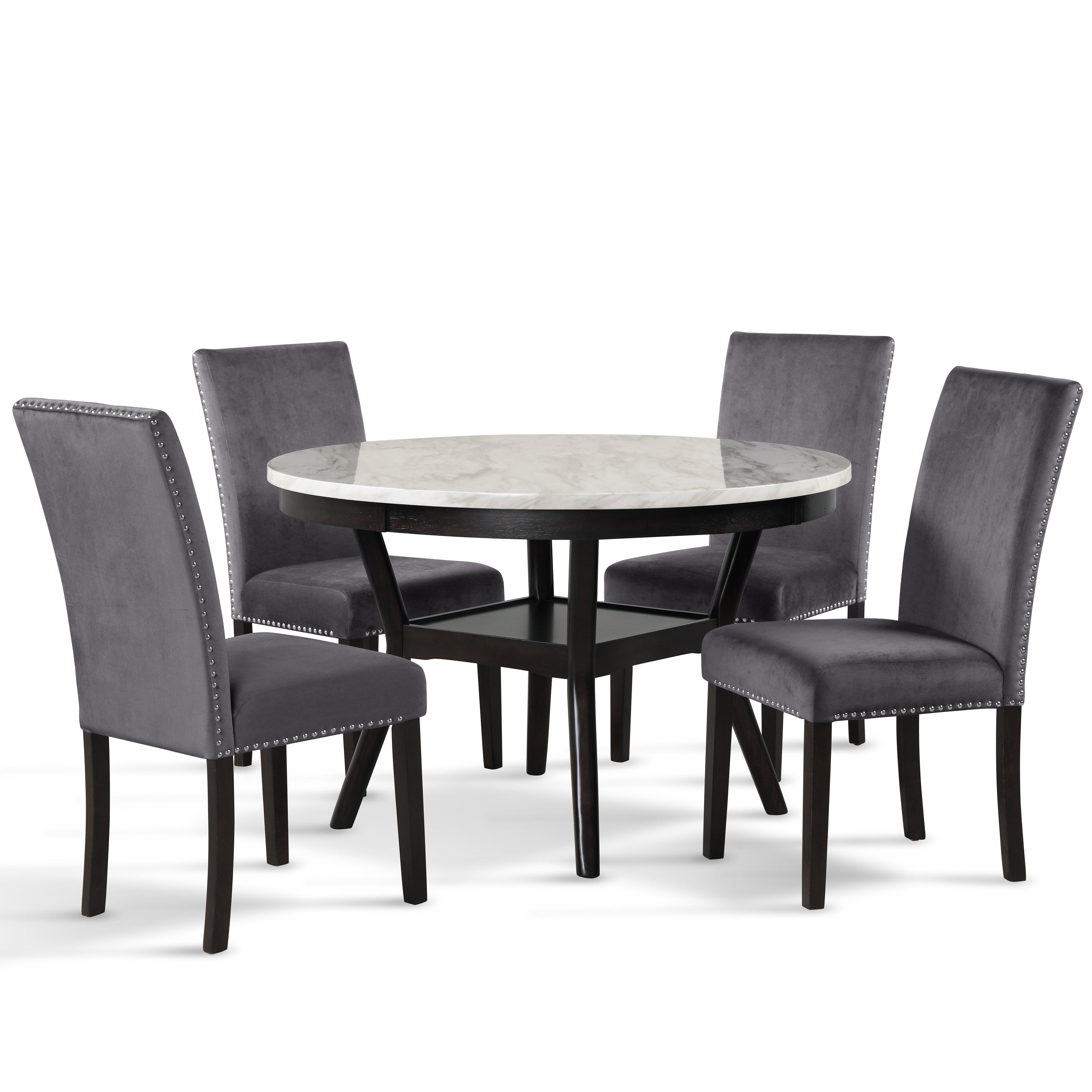 Celeste 48" Round Dining Table-Espresso/Faux Marble