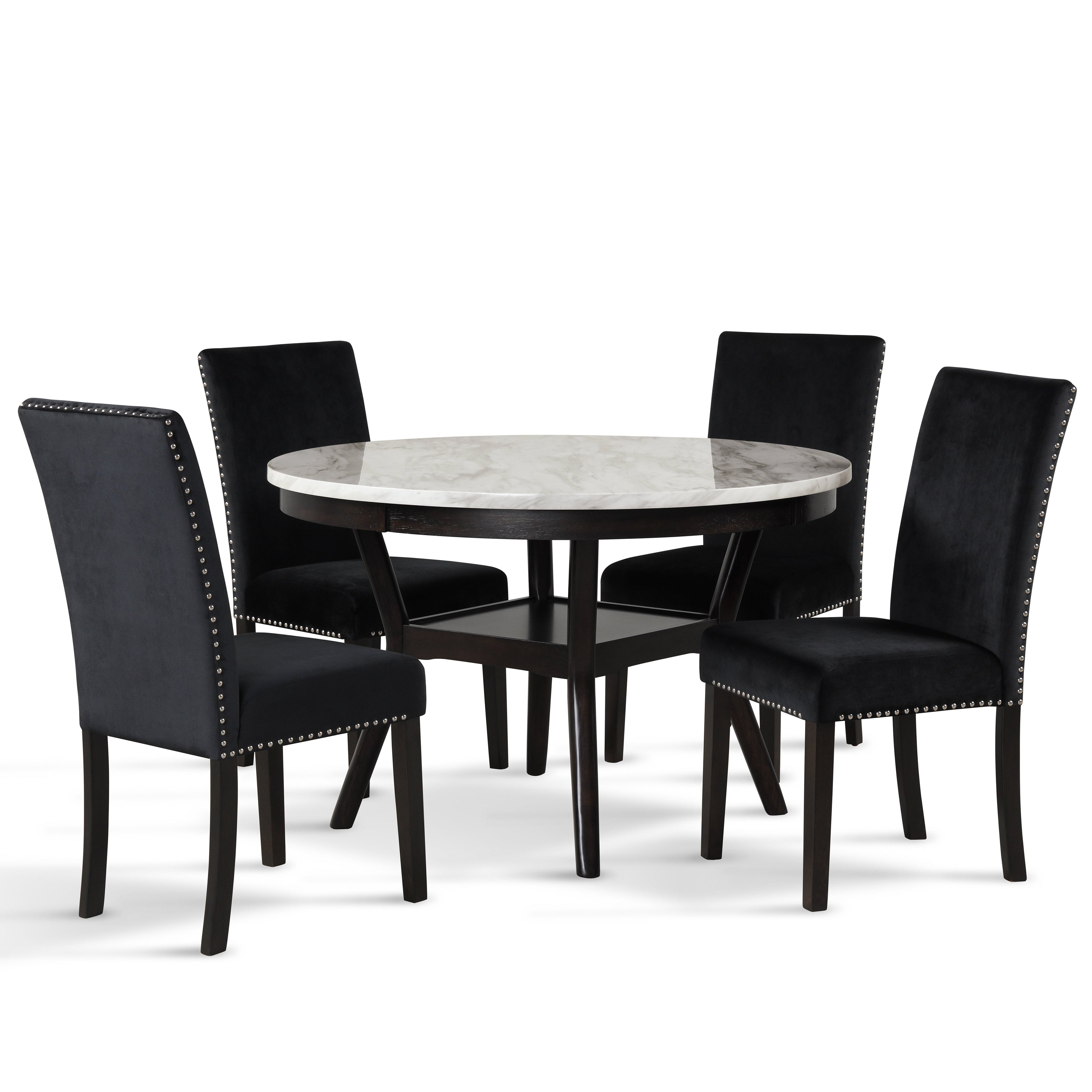 Celeste 48" Round Dining Table-Espresso/Faux Marble