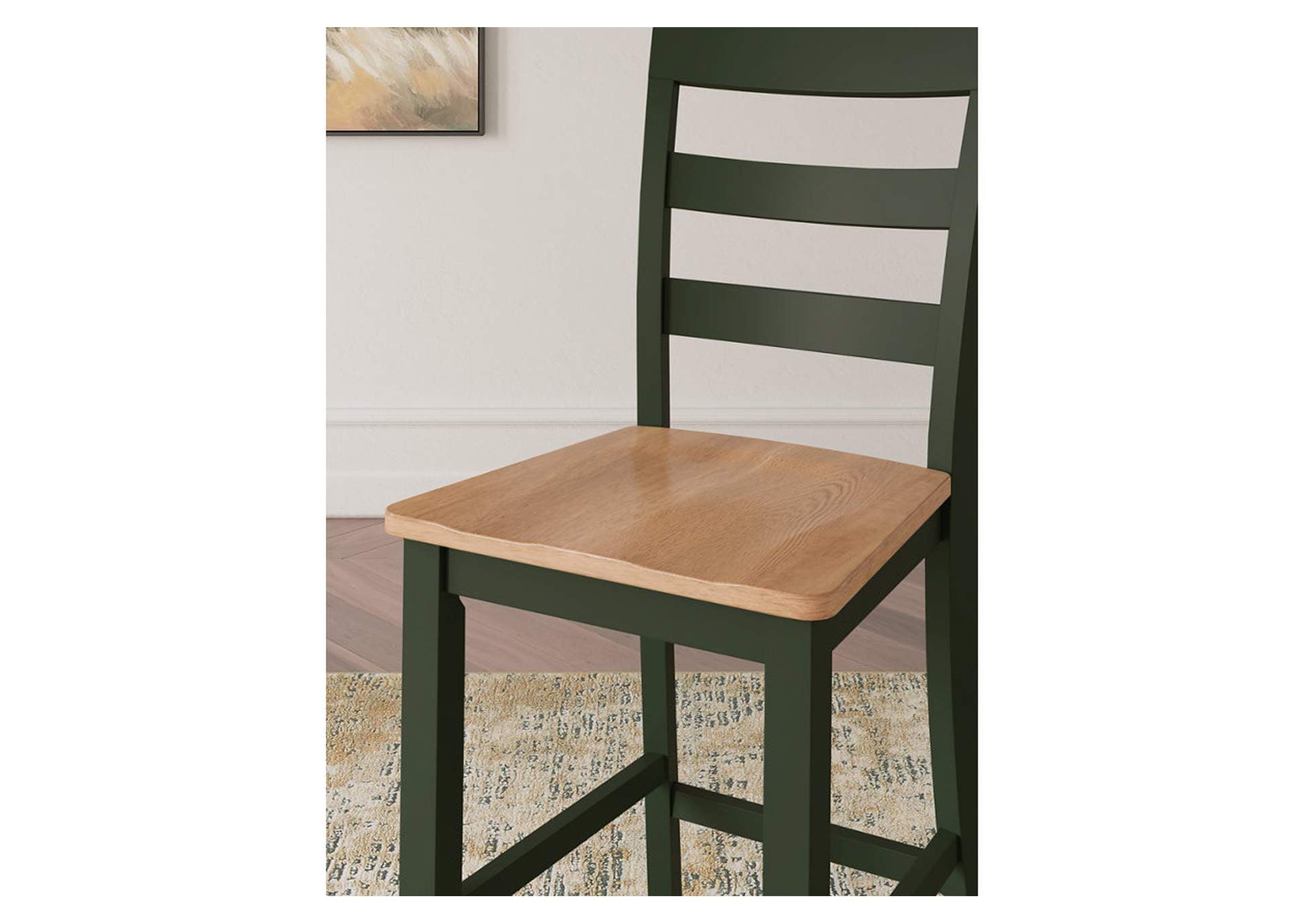 Gesthaven Counter Height Dining Table and 2 Barstools detail