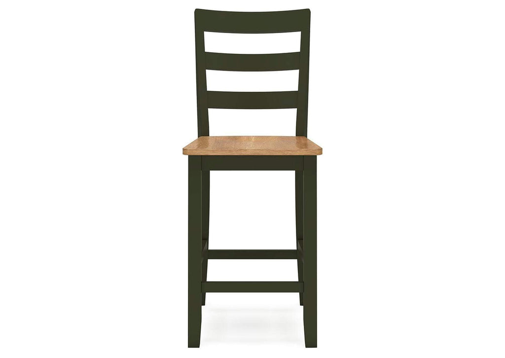 Gesthaven Counter Height Dining Table and 2 Barstools front view