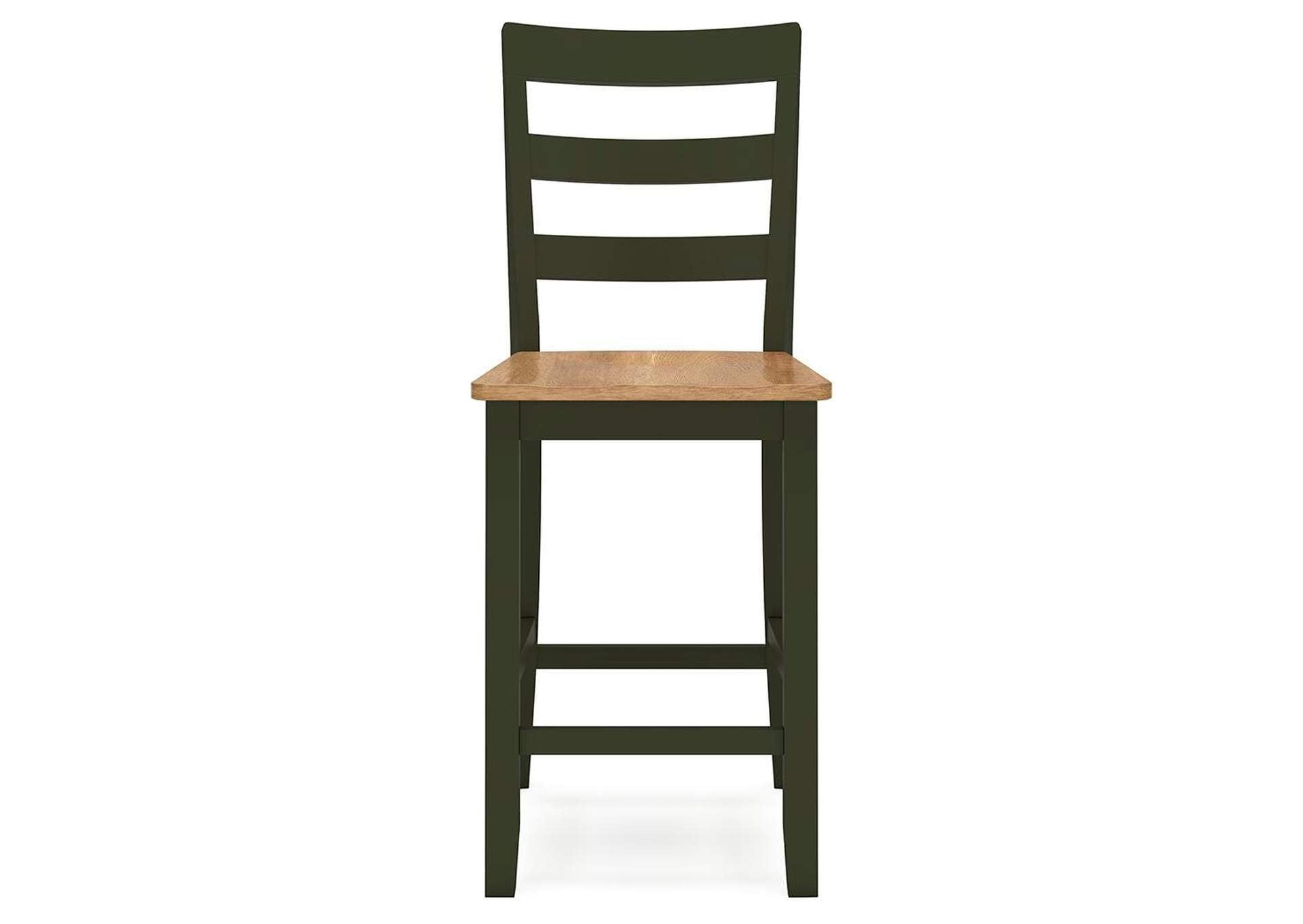 Gesthaven Counter Height Dining Table and 2 Barstools front view