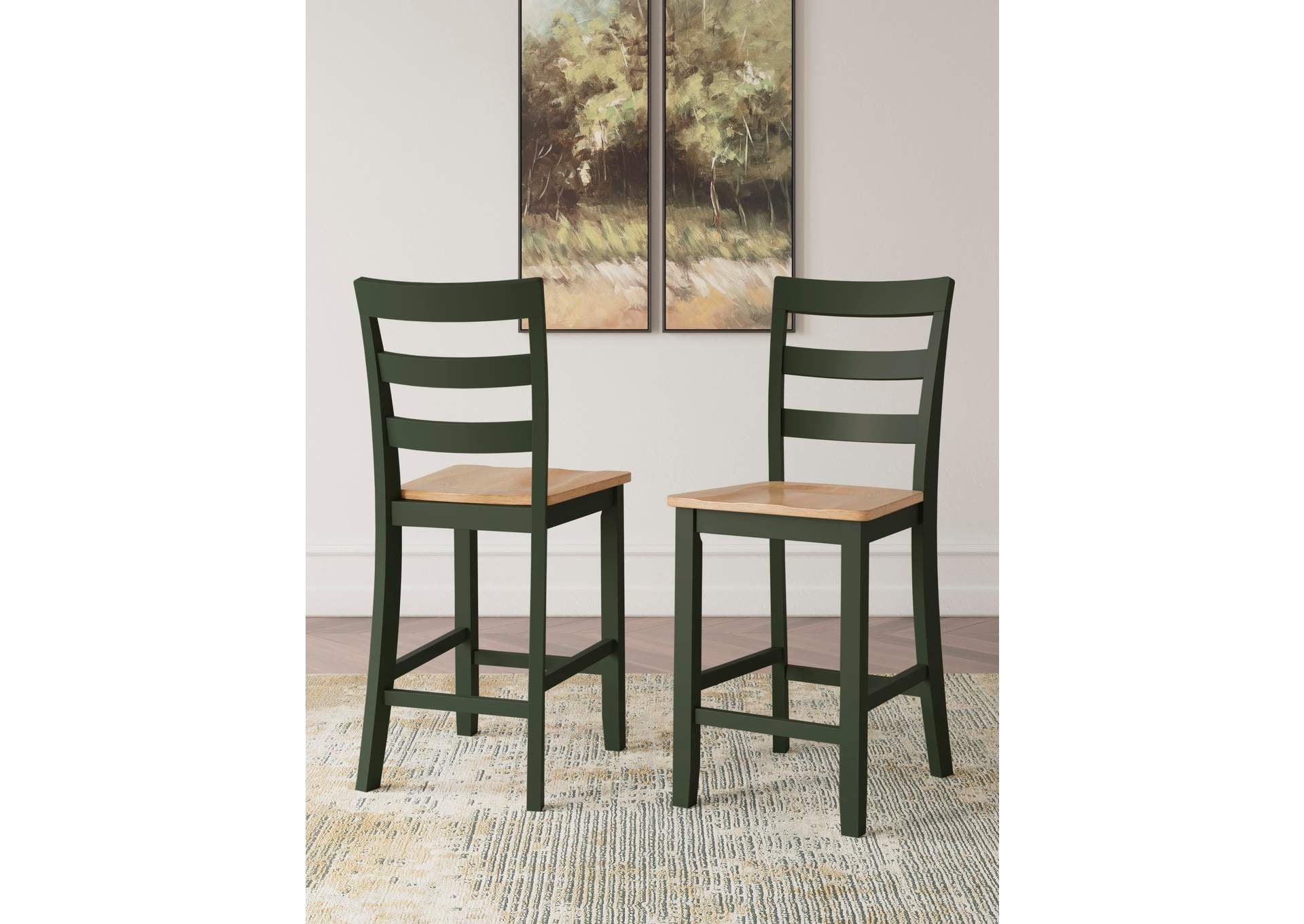 Gesthaven Counter Height Dining Table and 2 Barstools