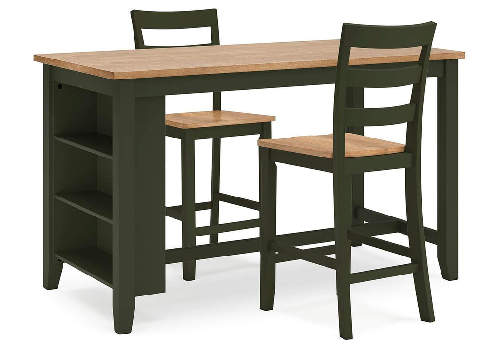 Gesthaven Counter Height Dining Table and 2 Barstools