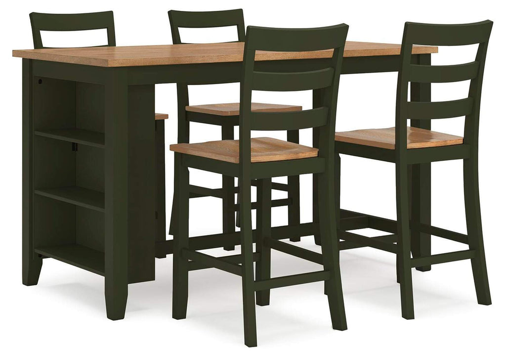 Gesthaven Counter Height Dining Table and 4 Barstools angled view