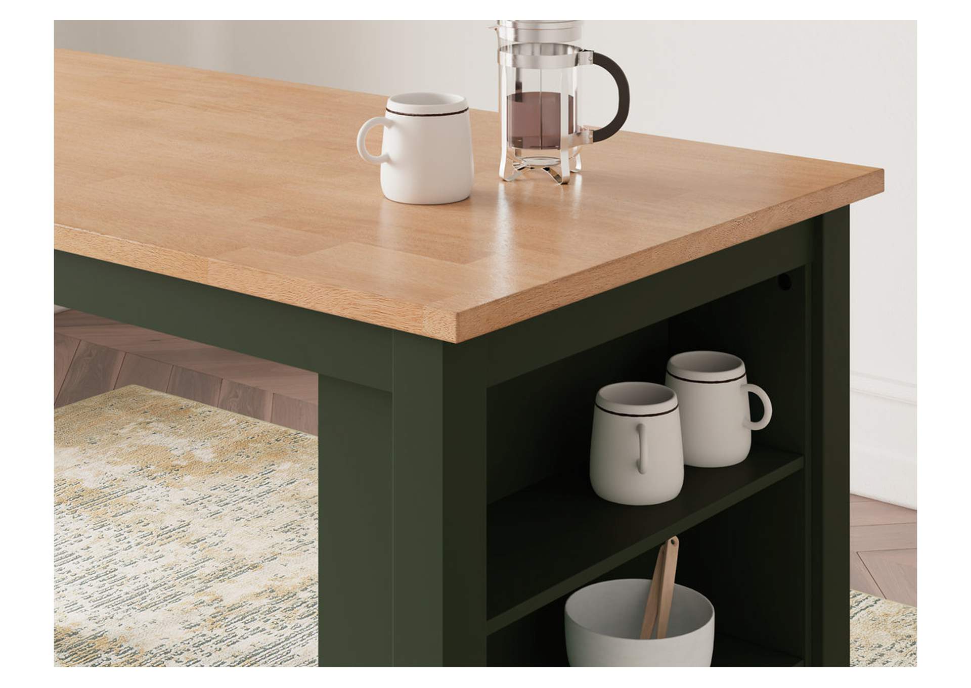 Gesthaven Counter Height Dining Table and 2 Barstools detail