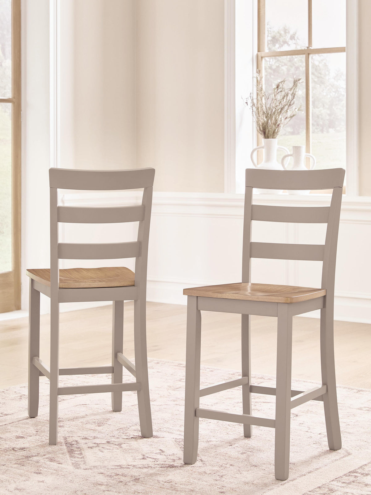 Harperfeld Counter Height Barstool in Natural/Gray, lifestyle view