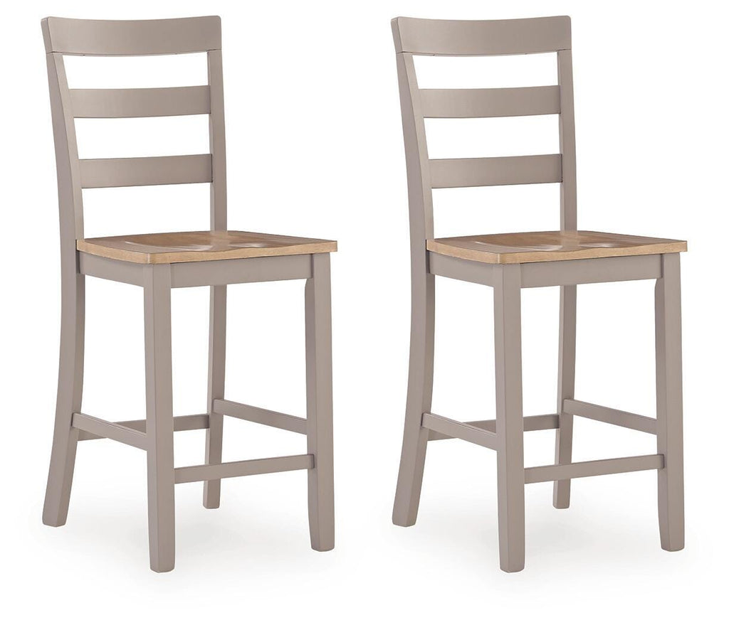 Harperfeld Counter Height Barstool in Natural/Gray, angle view