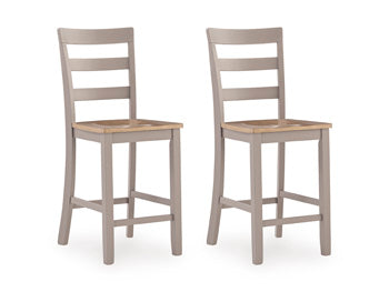 Harperfeld Counter Height Barstool in Natural/Gray, angle view