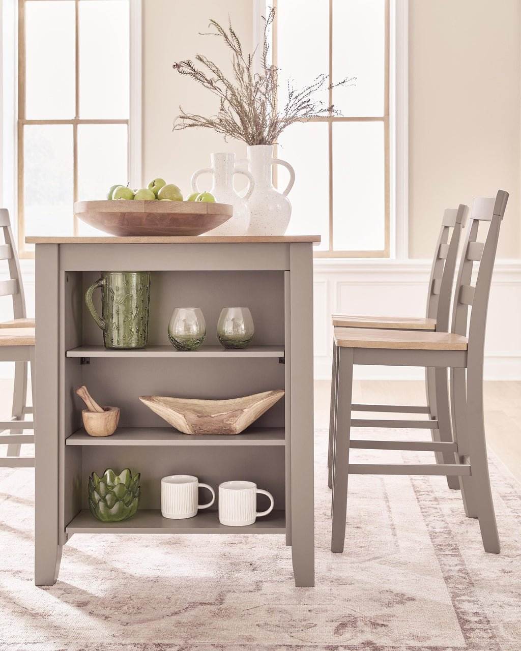 Harperfeld Counter Height Dining Table in Natural/Gray, lifestyle view