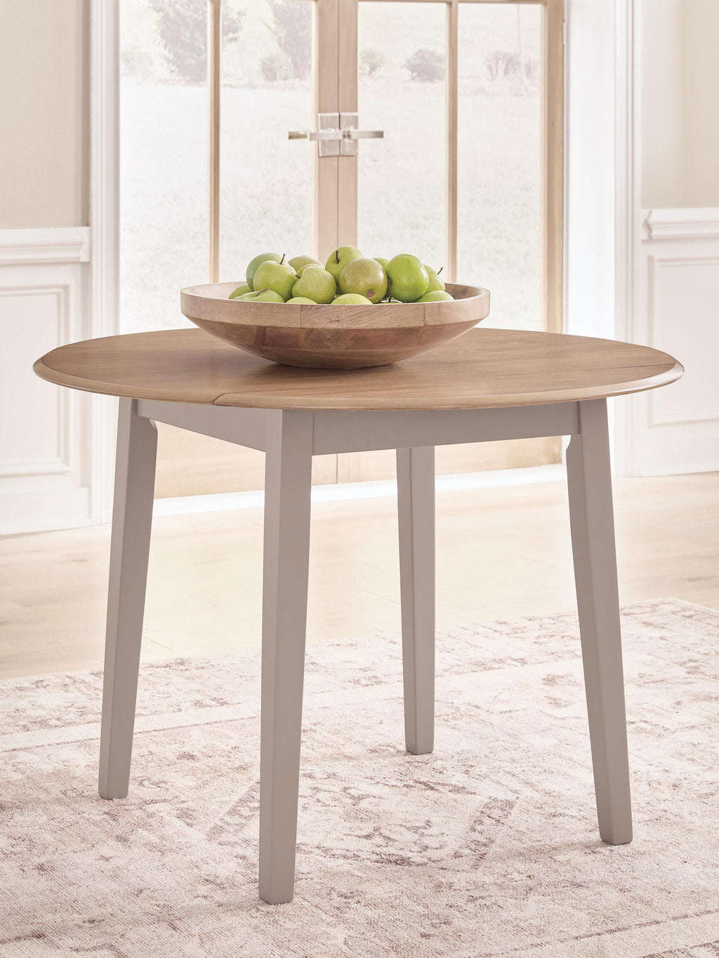 Harperfeld Dining Drop Leaf Table in Natural/Gray, lifestyle view