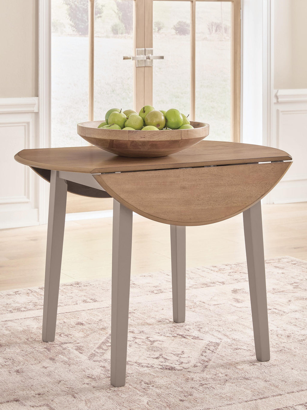 Harperfeld Dining Drop Leaf Table in Natural/Gray, lifestyle view