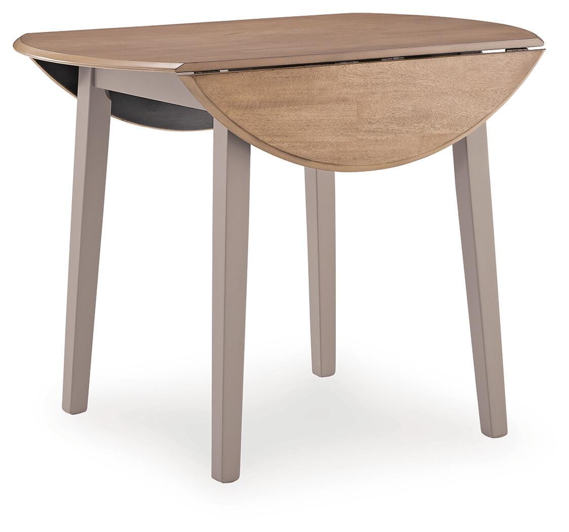 Harperfeld Dining Drop Leaf Table in Natural/Gray, angle view