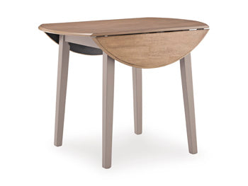 Harperfeld Dining Drop Leaf Table in Natural/Gray, angle view