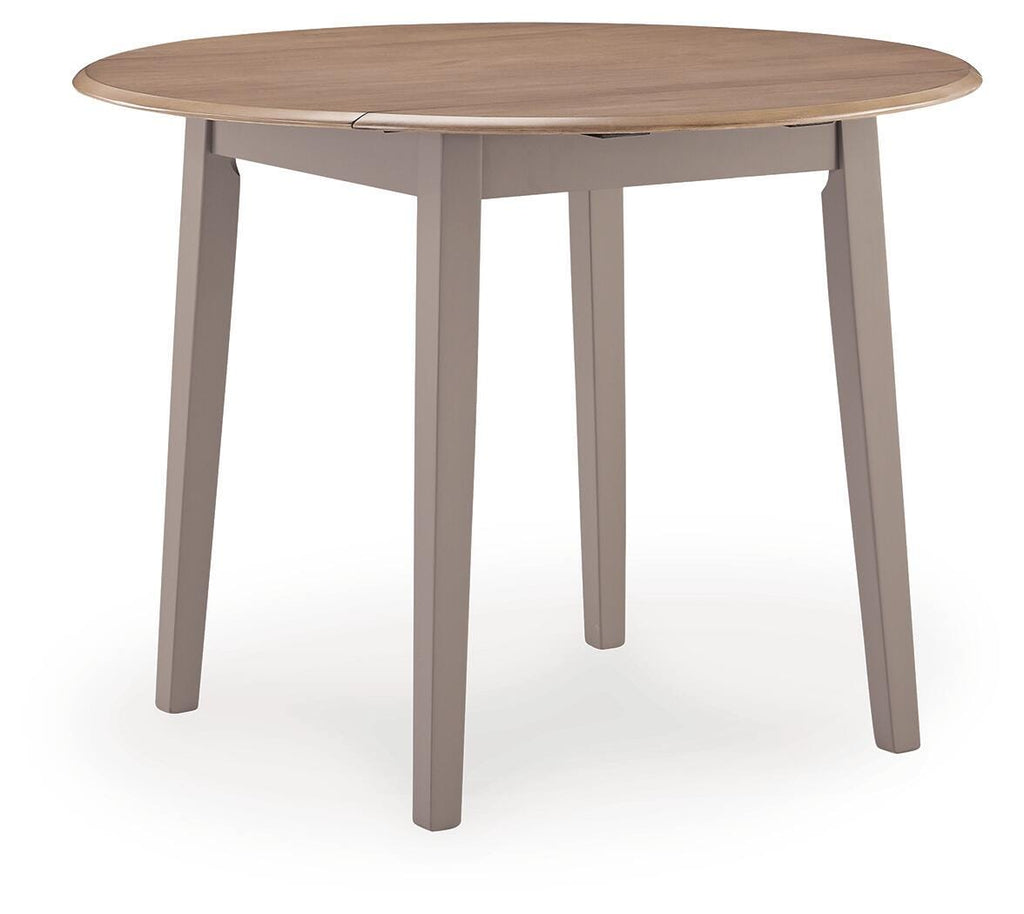 Harperfeld Dining Drop Leaf Table in Natural/Gray, angle view