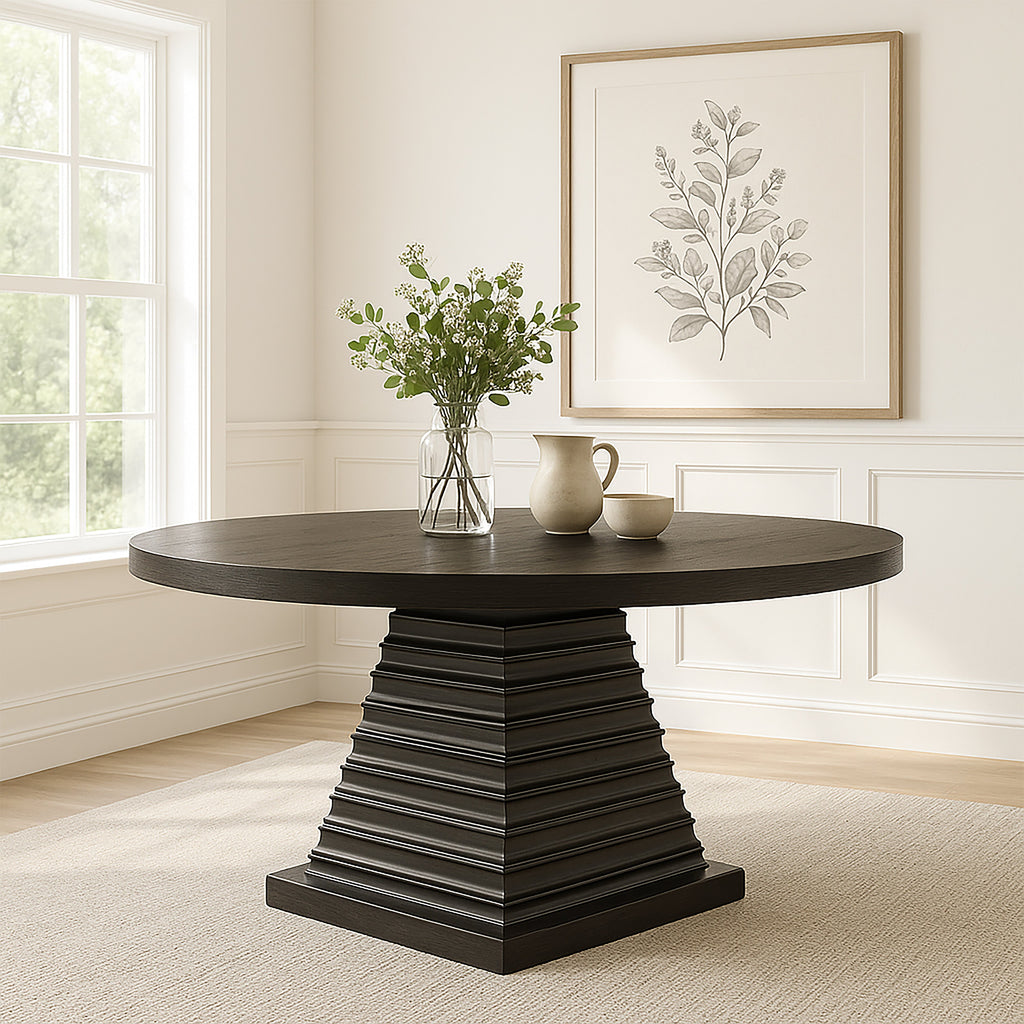 Plateau Round -Rustic Espresso Dining Table