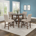Hargrove 5 Pc 42" Round Counter Table & 4 Chairs-Brown