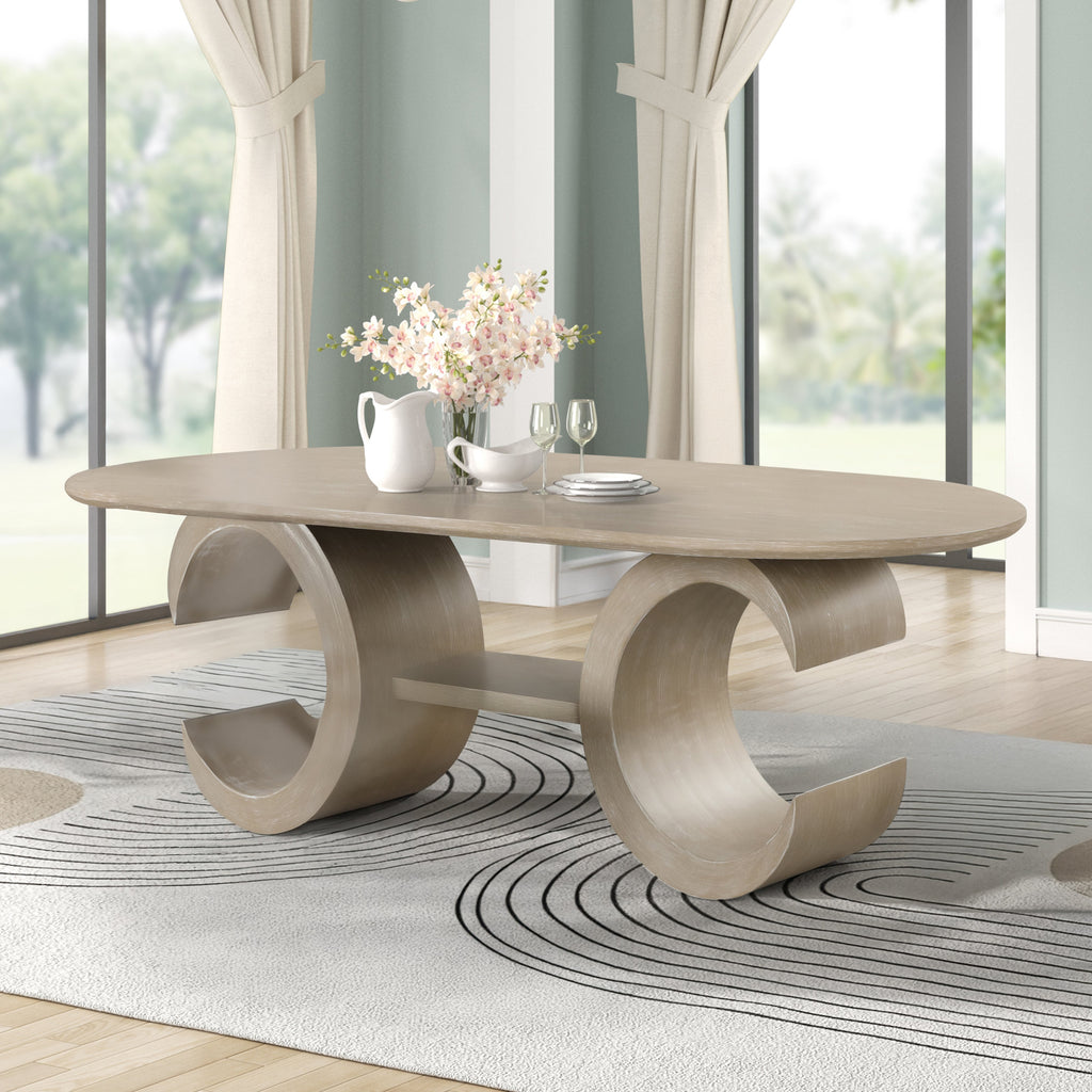 Gwendolyn Oval -Cerused Taupe Dining Table