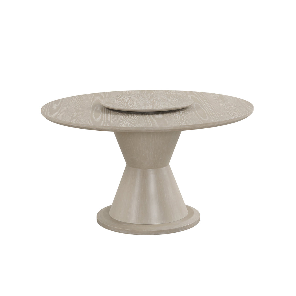 Gwendolyn Round & Lazy Susan-Cerused Taupe Dining Table