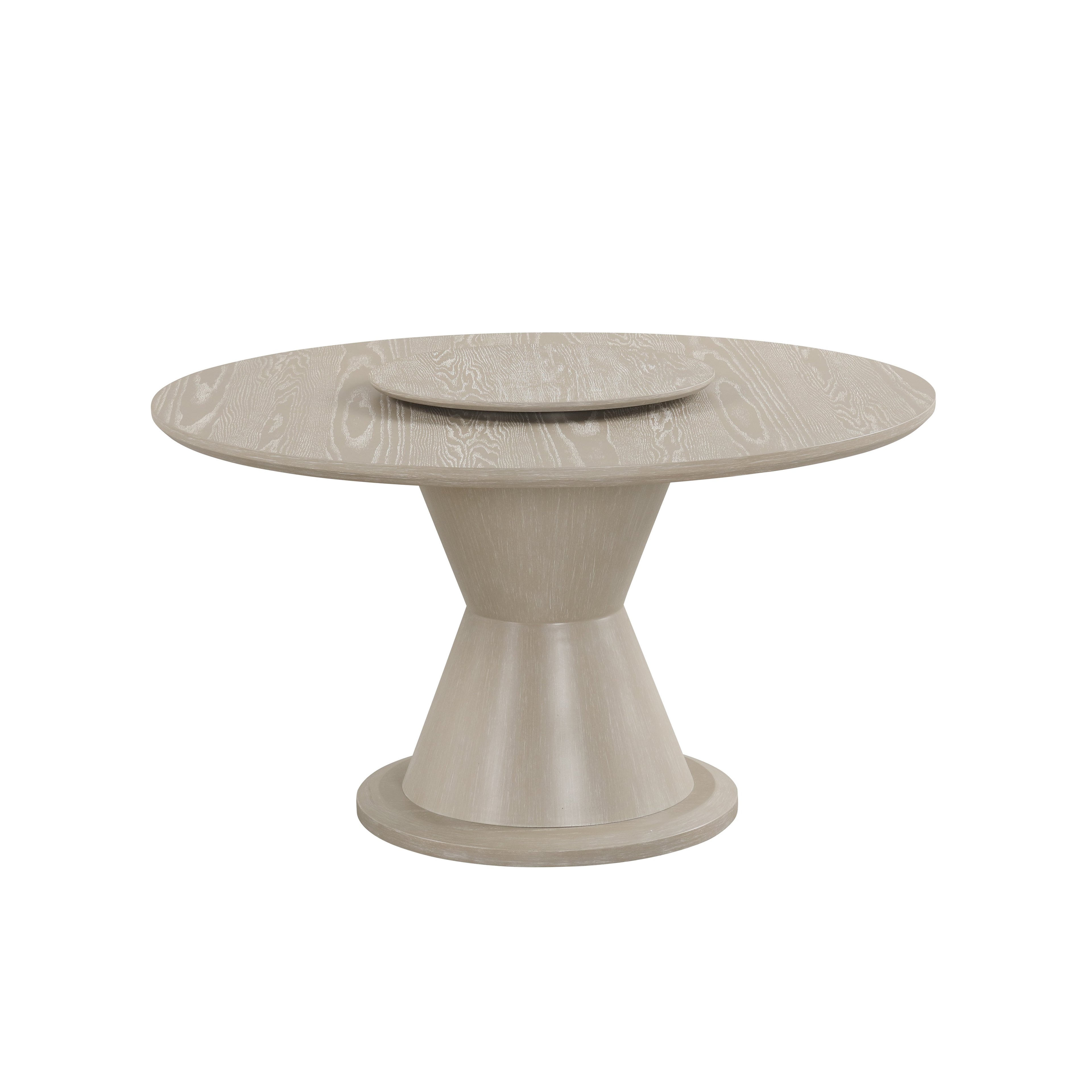 Gwendolyn Round & Lazy Susan-Cerused Taupe Dining Table